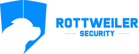 Rottweiler Security logo in blue and white